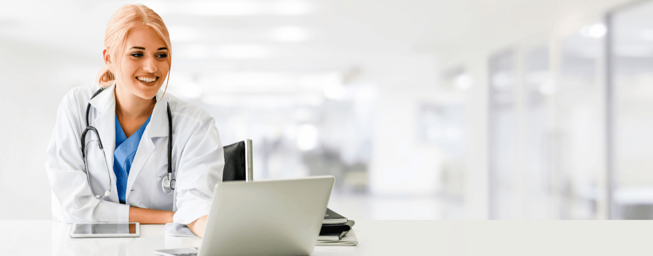 Female doctor at desk