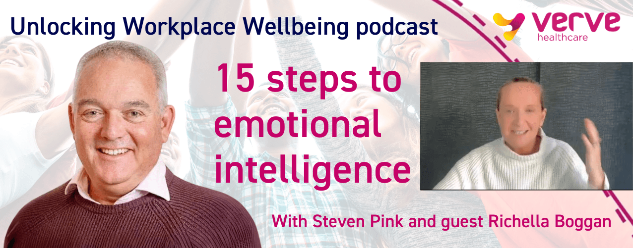 Unlock workplace wellbeing with 15 steps to emotional intelligence podcast banner