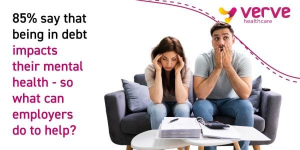 85% say being in debt impacts their mental health bannner