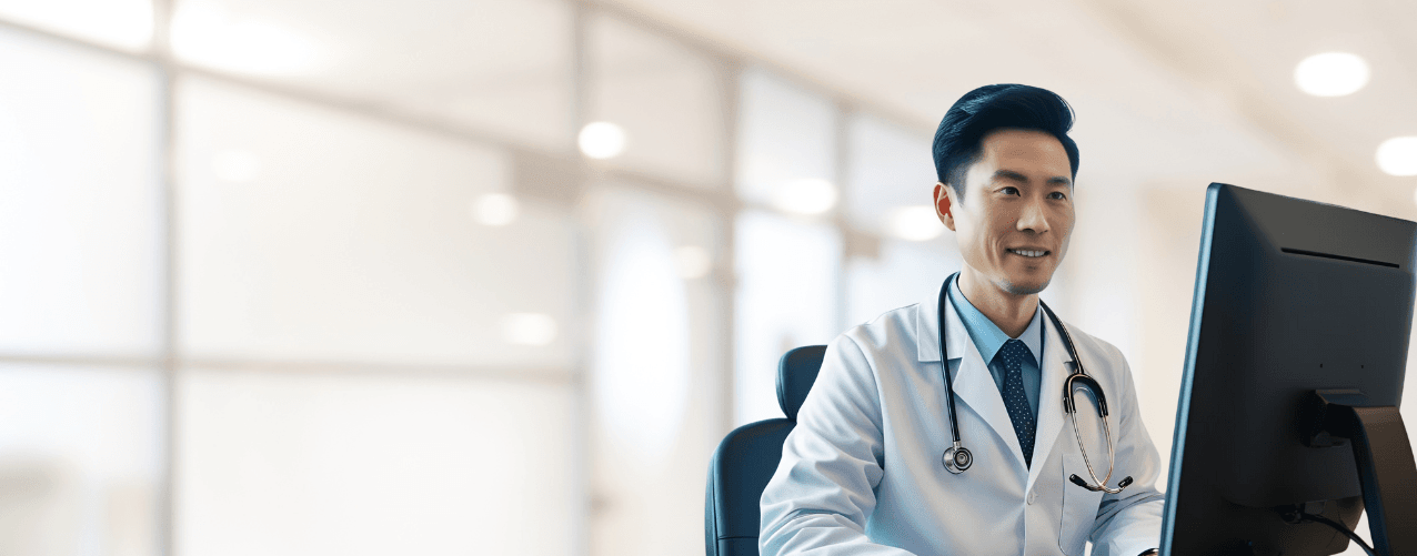 GP at a computer