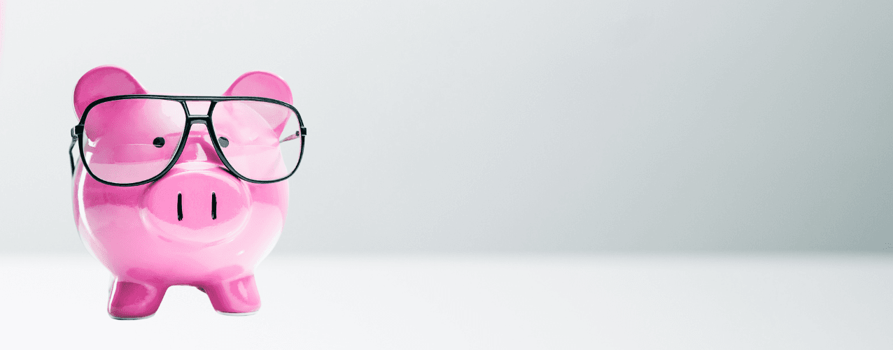Piggy bank wearing glasses