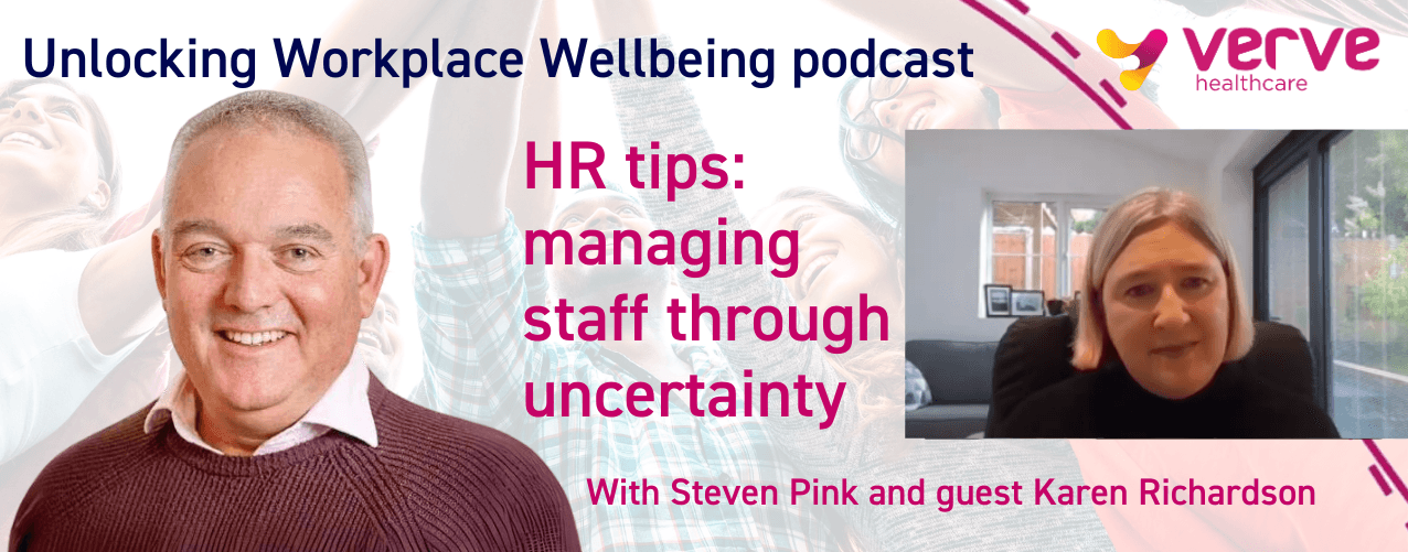 Managing staff through change: creating stability in uncertain times podcast banner